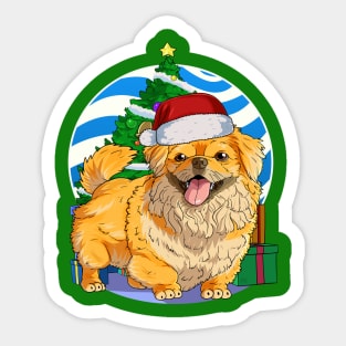 Pekingese Dog Cute Santa Christmas Gift Sticker